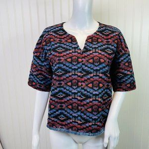 Anthropologie Weston Wear Top Black Fringe Hem